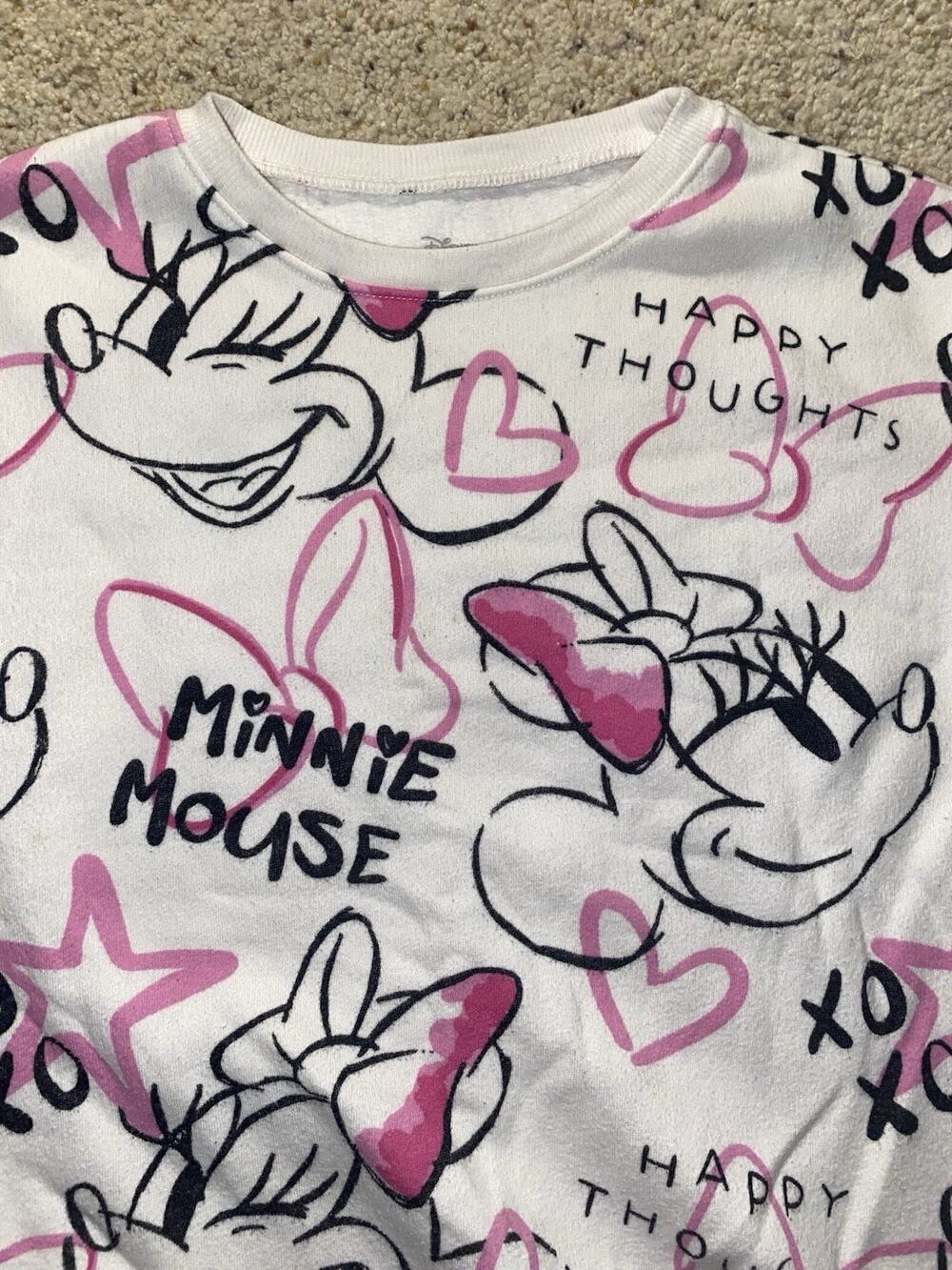 Disney Jumping Beans Girls Size 8 Minnie Mouse White Pink Graphic Sweatshirt